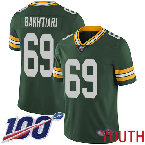 Green Bay Packers Limited Green Youth #69 Bakhtiari David Home Jersey Nike NFL 100th Season Vapor Untouchable->youth nfl jersey->Youth Jersey